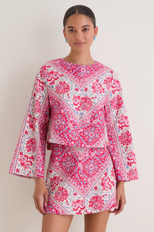 Cerise Chevron Cotton Maxine Top