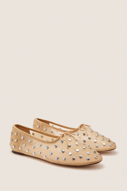 Caramel Mesh With Silver Studs Landon Flats