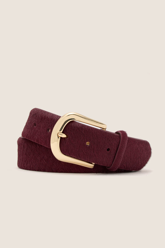 Burgundy Kennedy Calf-Hair Belt