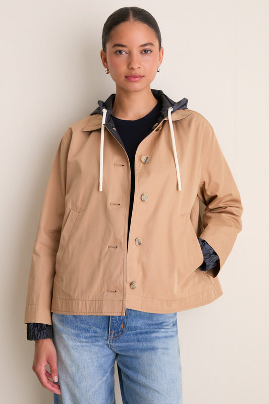 Camel to Navy Reversible Coat
