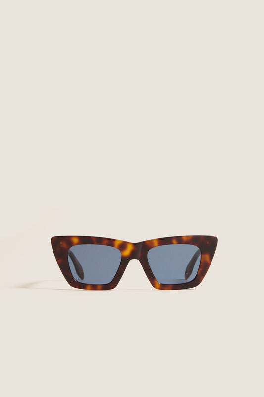 Brown Tortoise Dark Blue Lens Lori Sunglasses