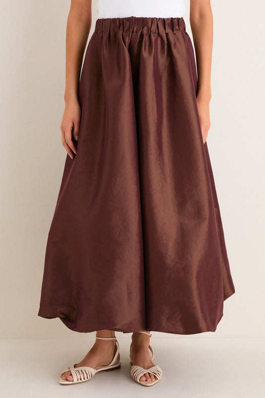 Chestnut Taffeta Cynthia Bubble Skirt