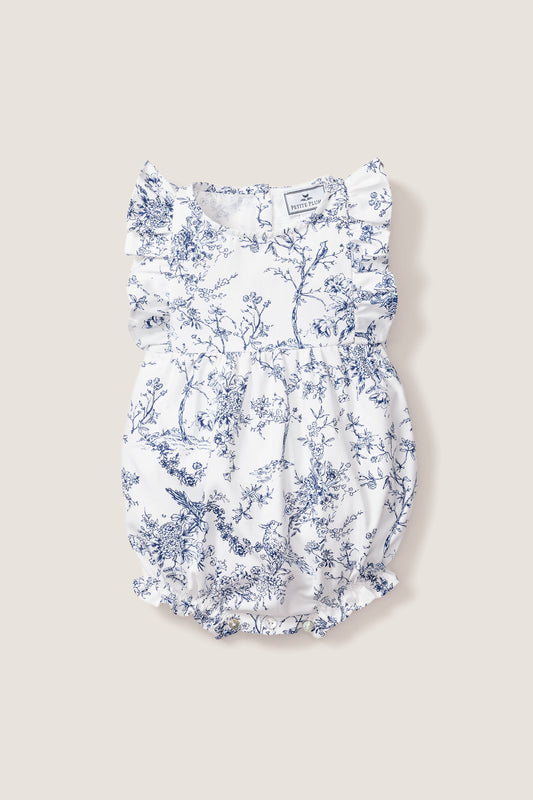 Children's White Timeless Toile Ruffled Romper