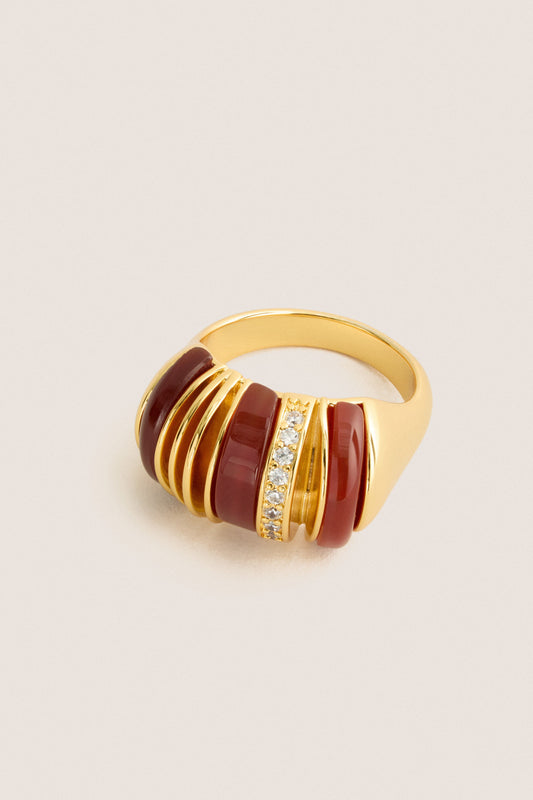 Carnelian and Gold Bordeaux Ring
