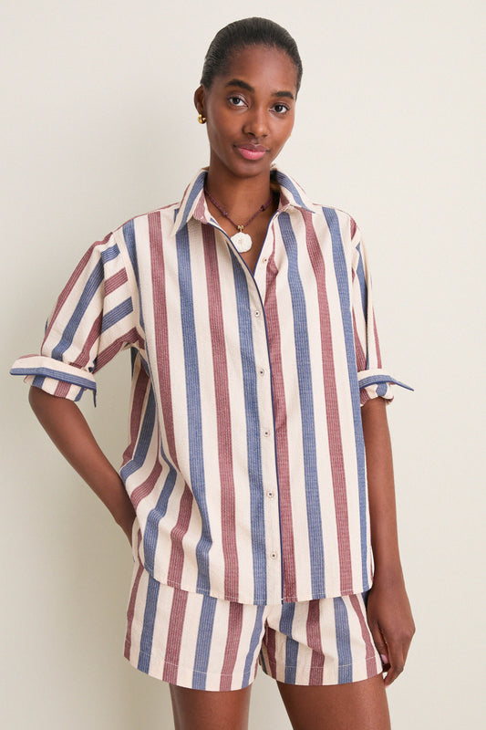 Boardwalk Stripe Seersucker Nadine Button Down