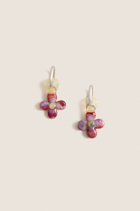 Burgundy and Yellow Glass Lita Earrings