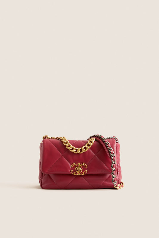 CHANEL Red 19 Chain Shoulder Bag