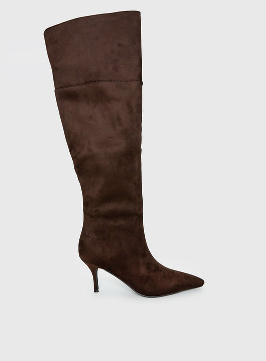 Billini Zamari Faux Suede Knee High Boots Cocoa