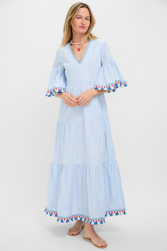 Chambray Stripe Fringe Ginger Dress