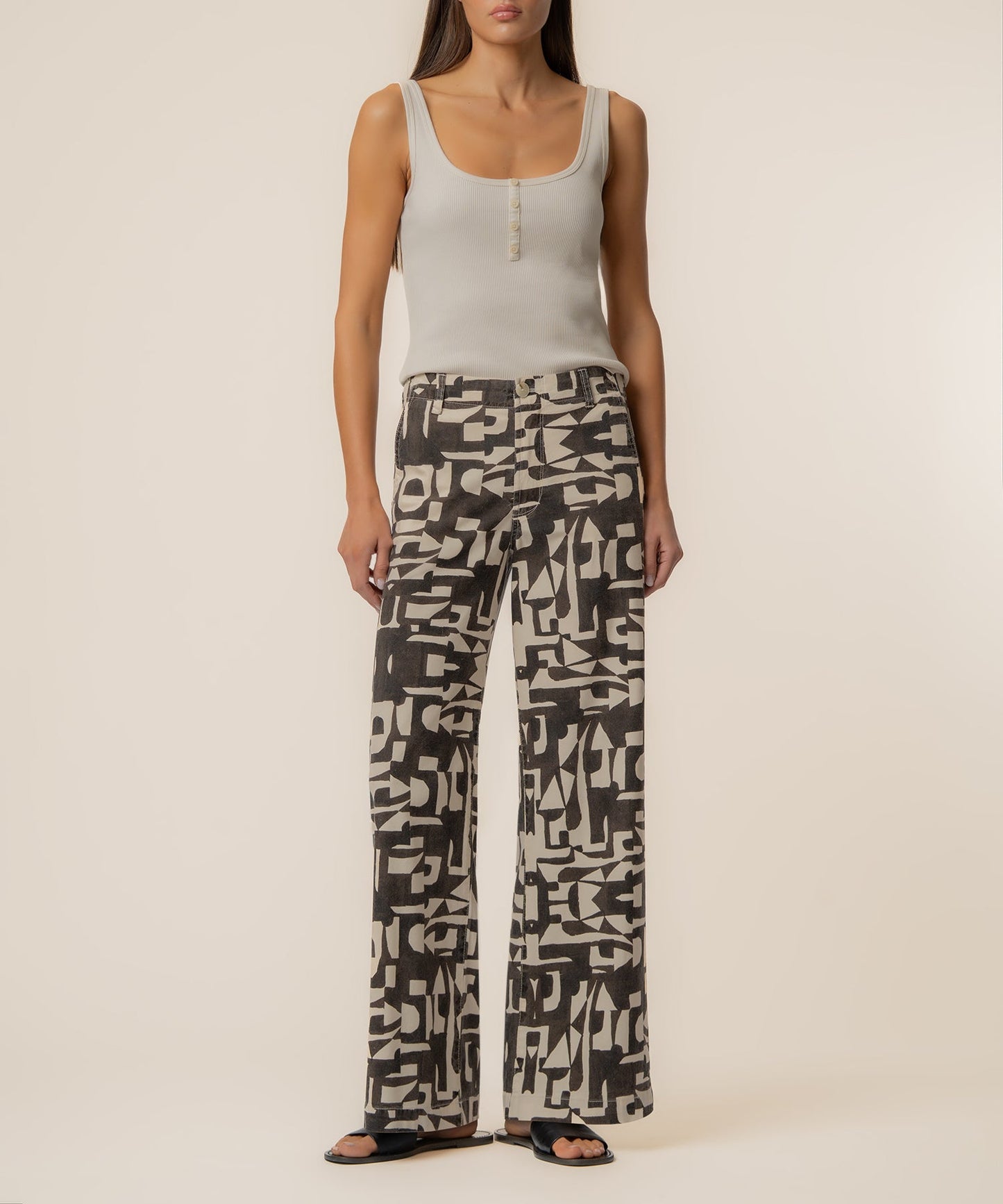 Meg Linen Wide Leg Pant, Petite in Chocolate