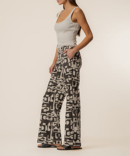 Meg Linen Wide Leg Pant, Petite in Chocolate