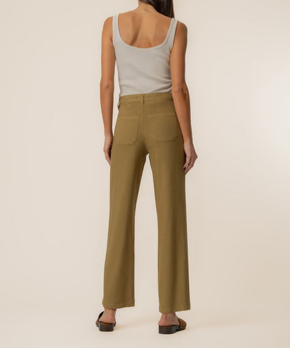 Topaz Linen Wide Leg, Petite in Artichoke