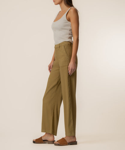 Topaz Linen Wide Leg, Petite in Artichoke