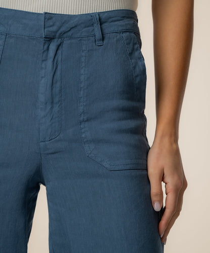 Topaz Linen Wide Leg, Petite in Coastal Blue