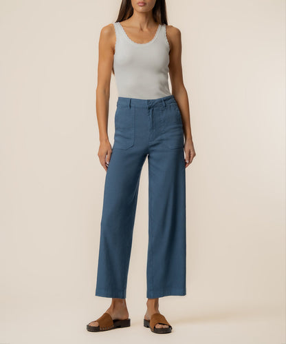 Topaz Linen Wide Leg, Petite in Coastal Blue