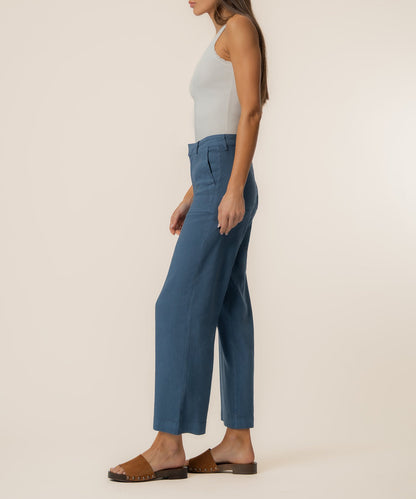 Topaz Linen Wide Leg, Petite in Coastal Blue