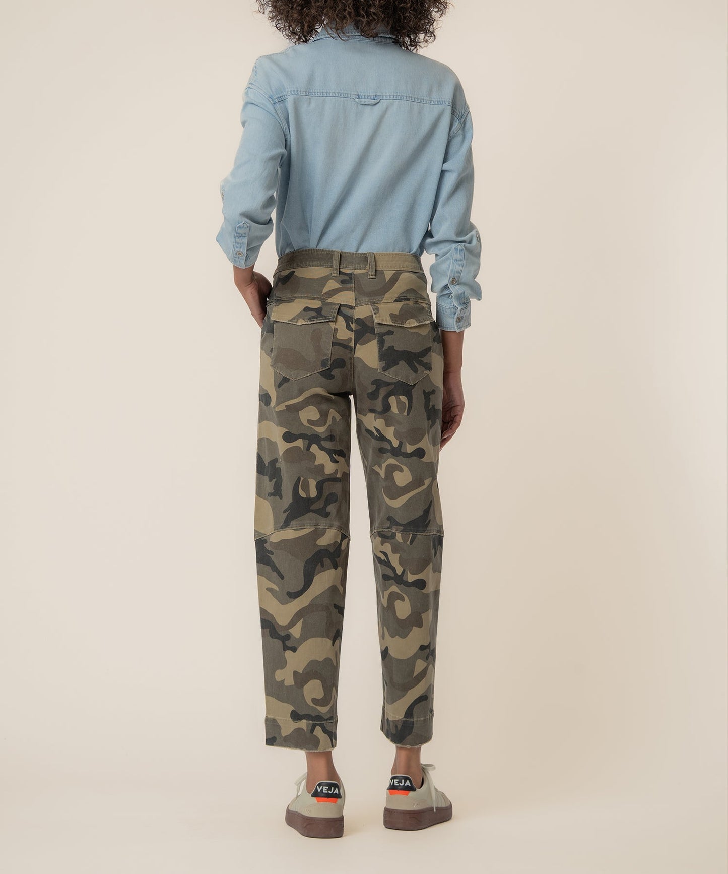 Ashton High Rise Wide Leg Barrel, Petite in Olive
