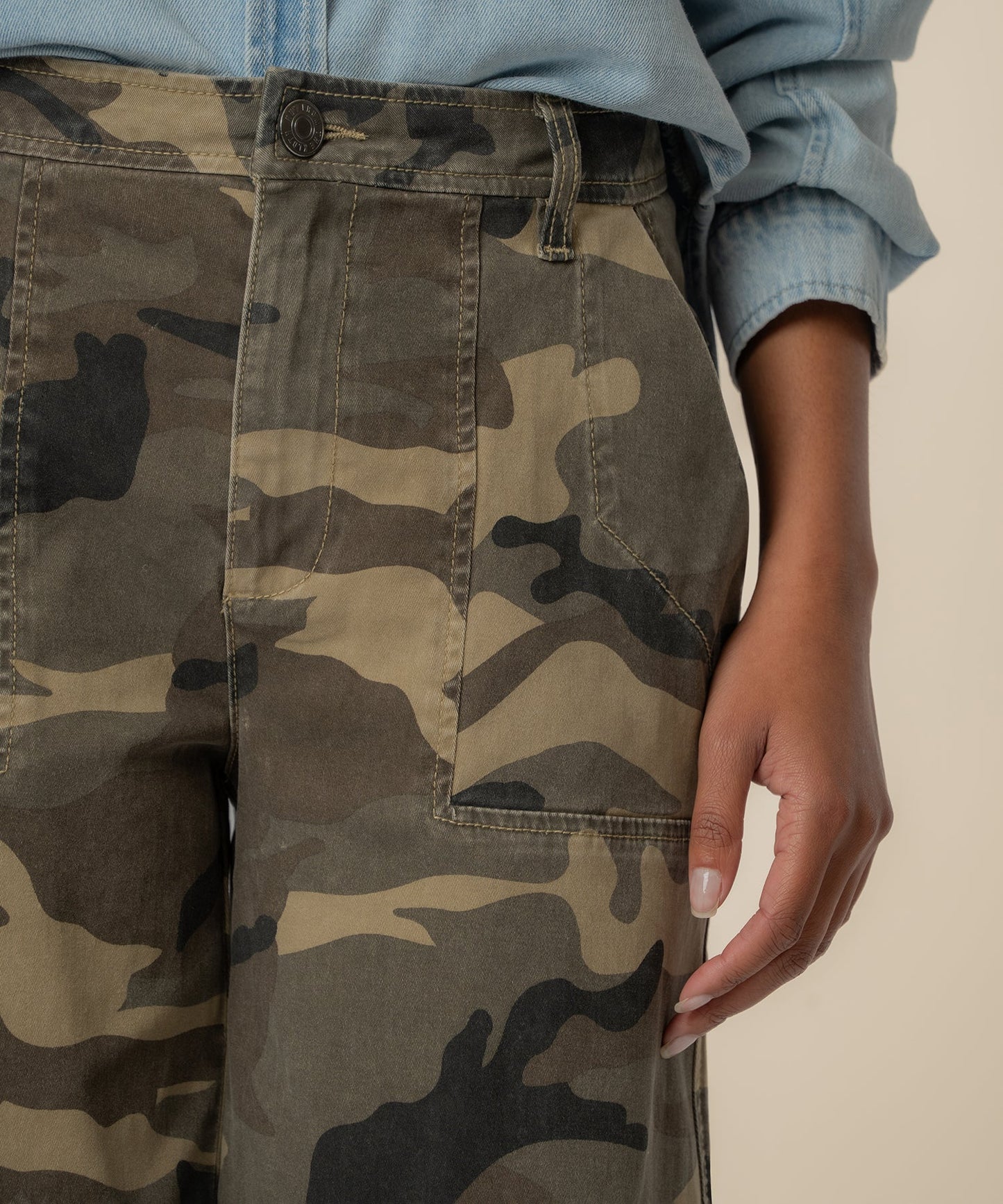 Ashton High Rise Wide Leg Barrel, Petite in Olive