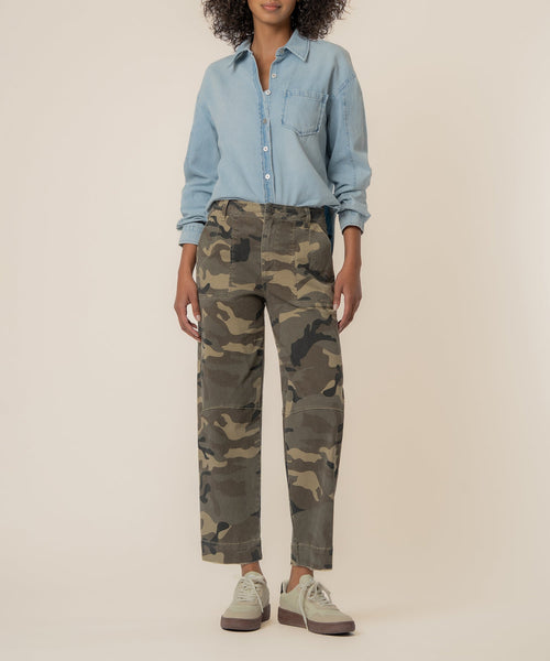 Ashton High Rise Wide Leg Barrel, Petite in Olive