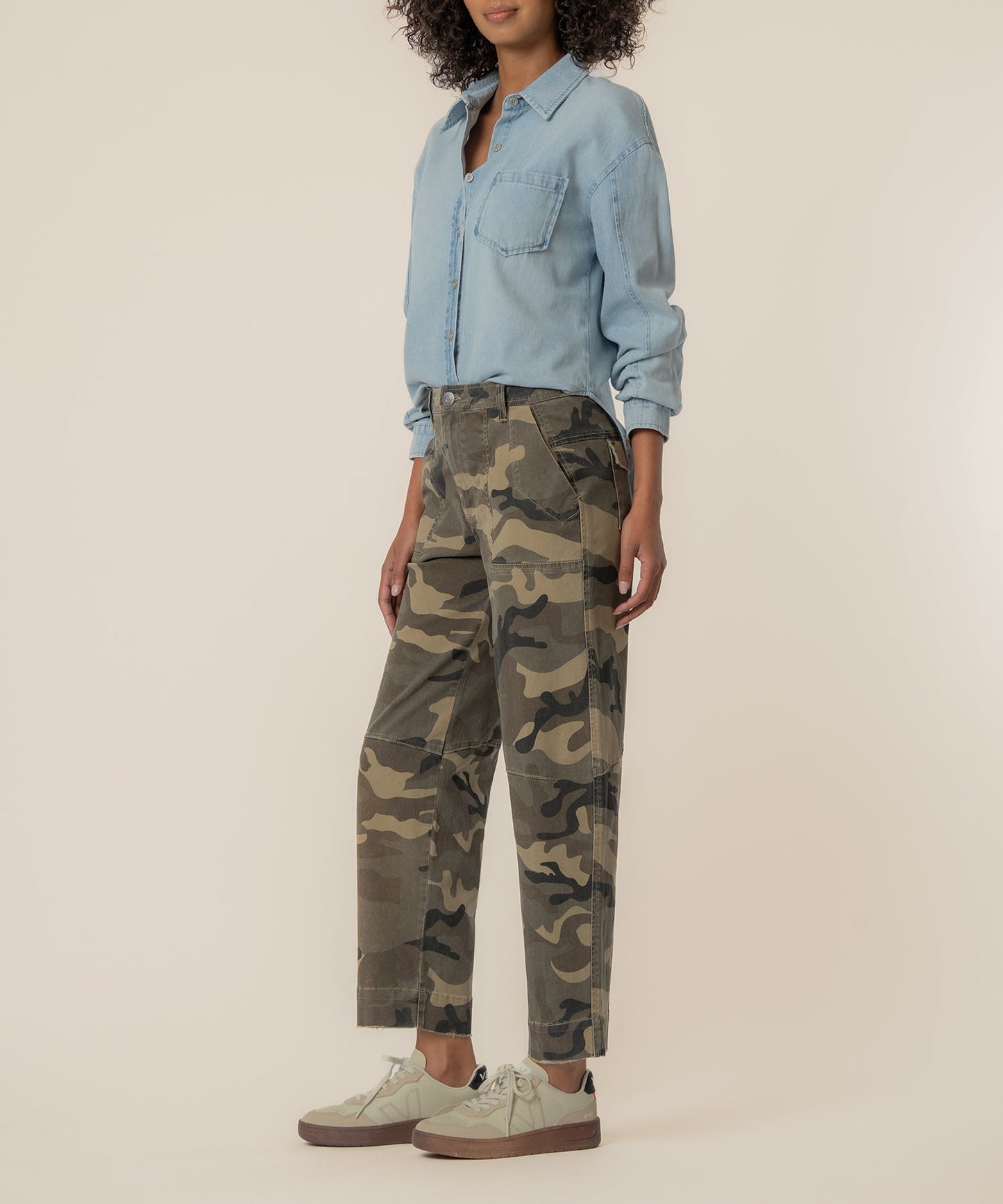 Ashton High Rise Wide Leg Barrel, Petite in Olive