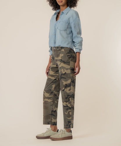 Ashton High Rise Wide Leg Barrel, Petite in Olive