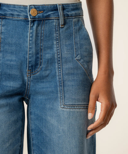 Ashton High Rise Wide Leg Barrel, Petite in Prosperous Wash