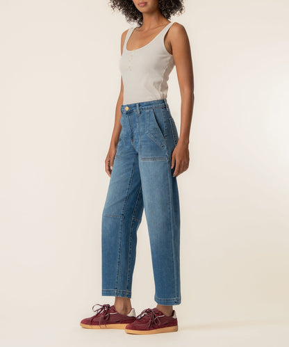Ashton High Rise Wide Leg Barrel, Petite in Prosperous Wash