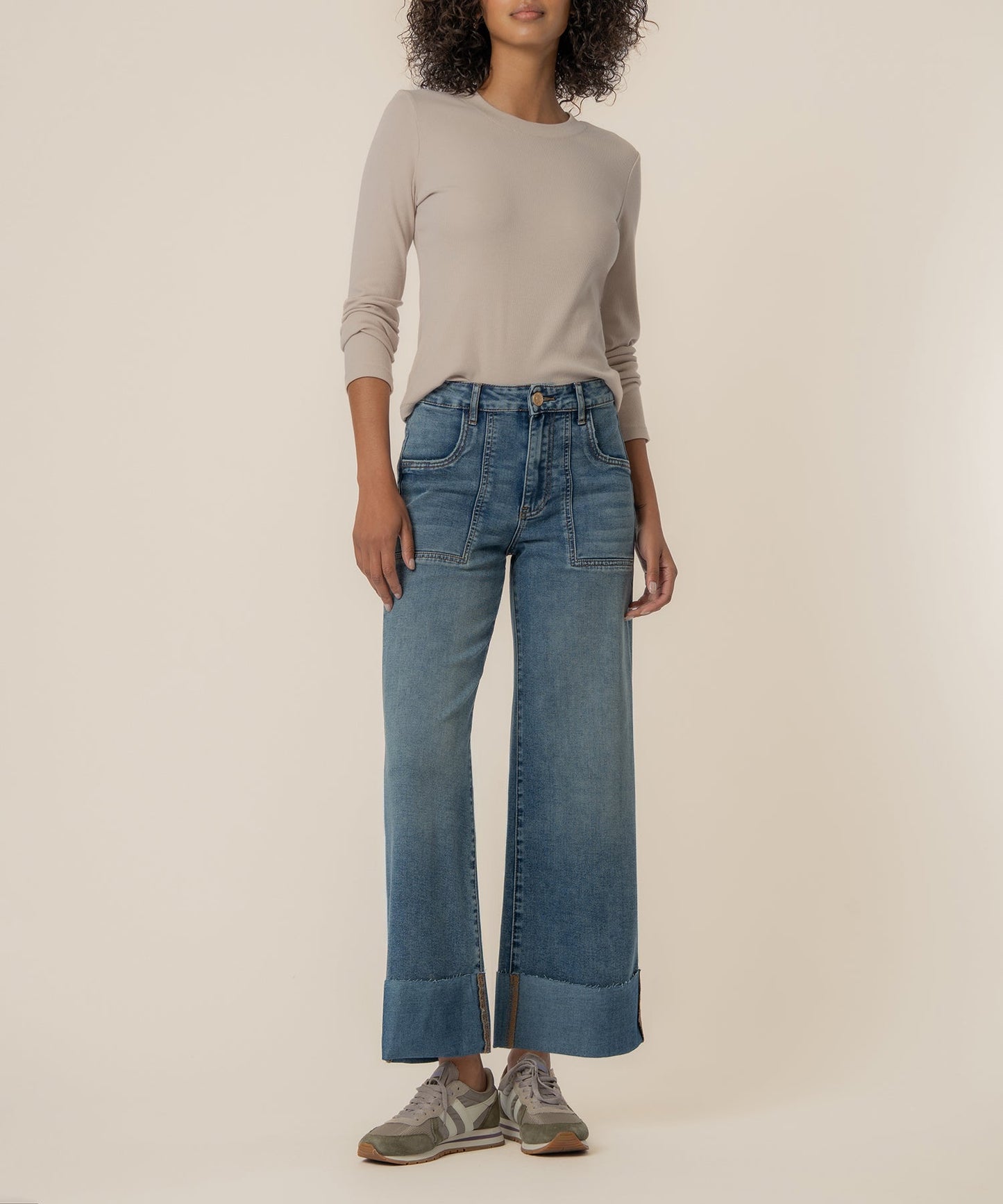 Meg High Rise Wide Legs, Petite in Witted Wash