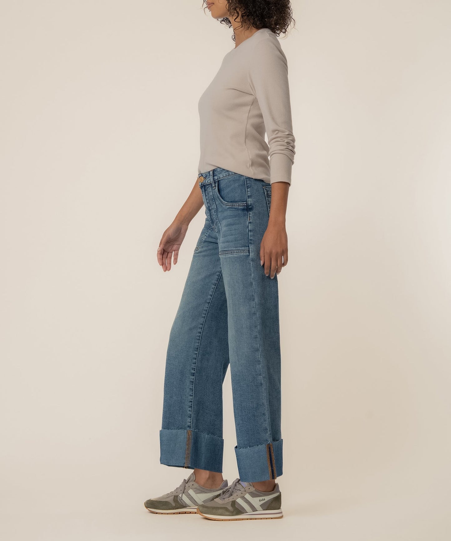 Meg High Rise Wide Legs, Petite in Witted Wash