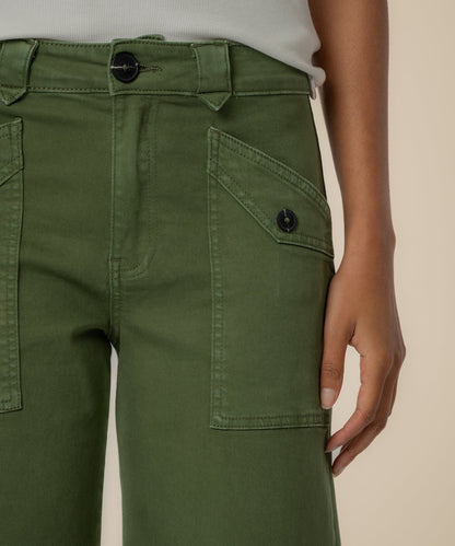 Meg High Rise Wide Leg, Petite in Dill