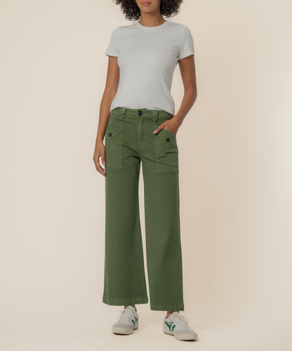 Meg High Rise Wide Leg, Petite in Dill