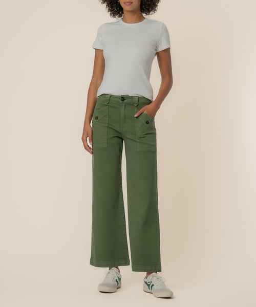 Meg High Rise Wide Leg, Petite in Dill