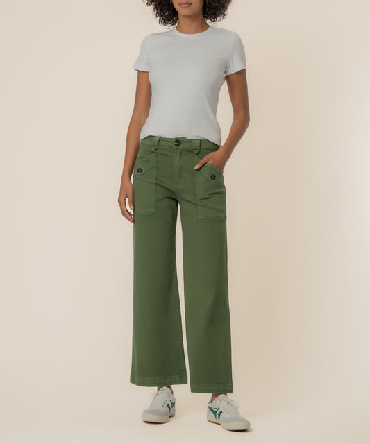 Meg High Rise Wide Leg, Petite in Dill