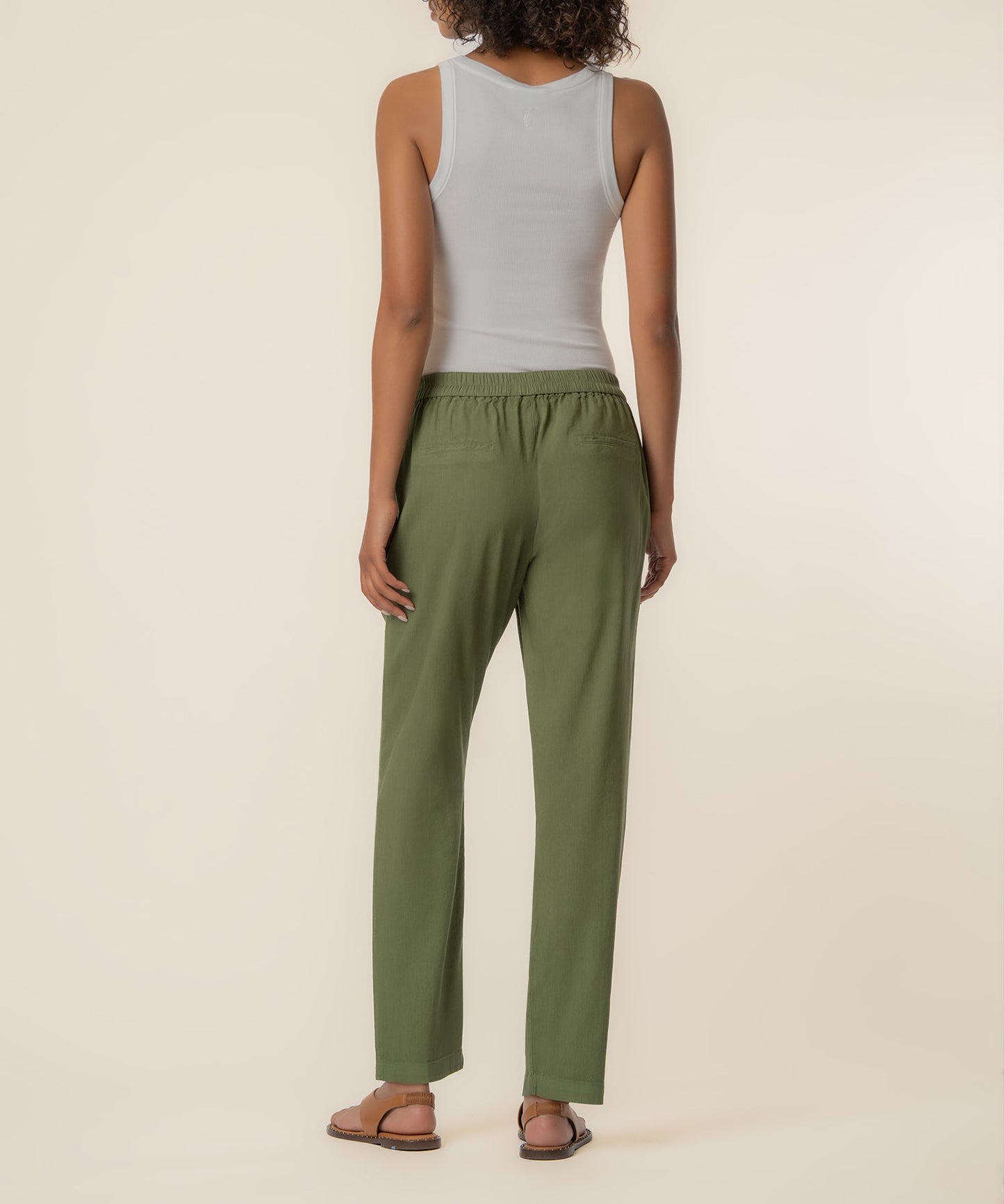 Rosalie Linen Tapered Pant, Petite in Dill
