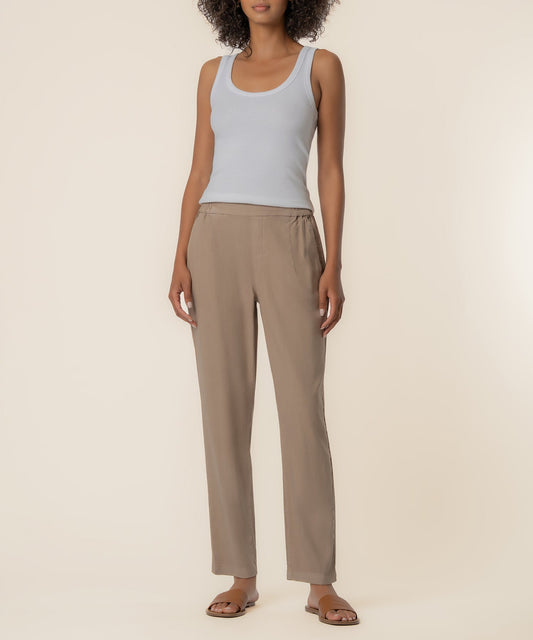 Rosalie Linen Tapered Pant, Petite in Khaki