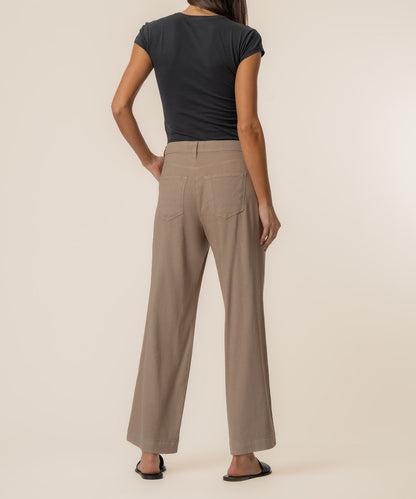 Meg Linen High Rise Wide Straight Leg, Petite in Khaki