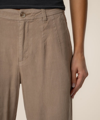 Meg Linen High Rise Wide Straight Leg, Petite in Khaki