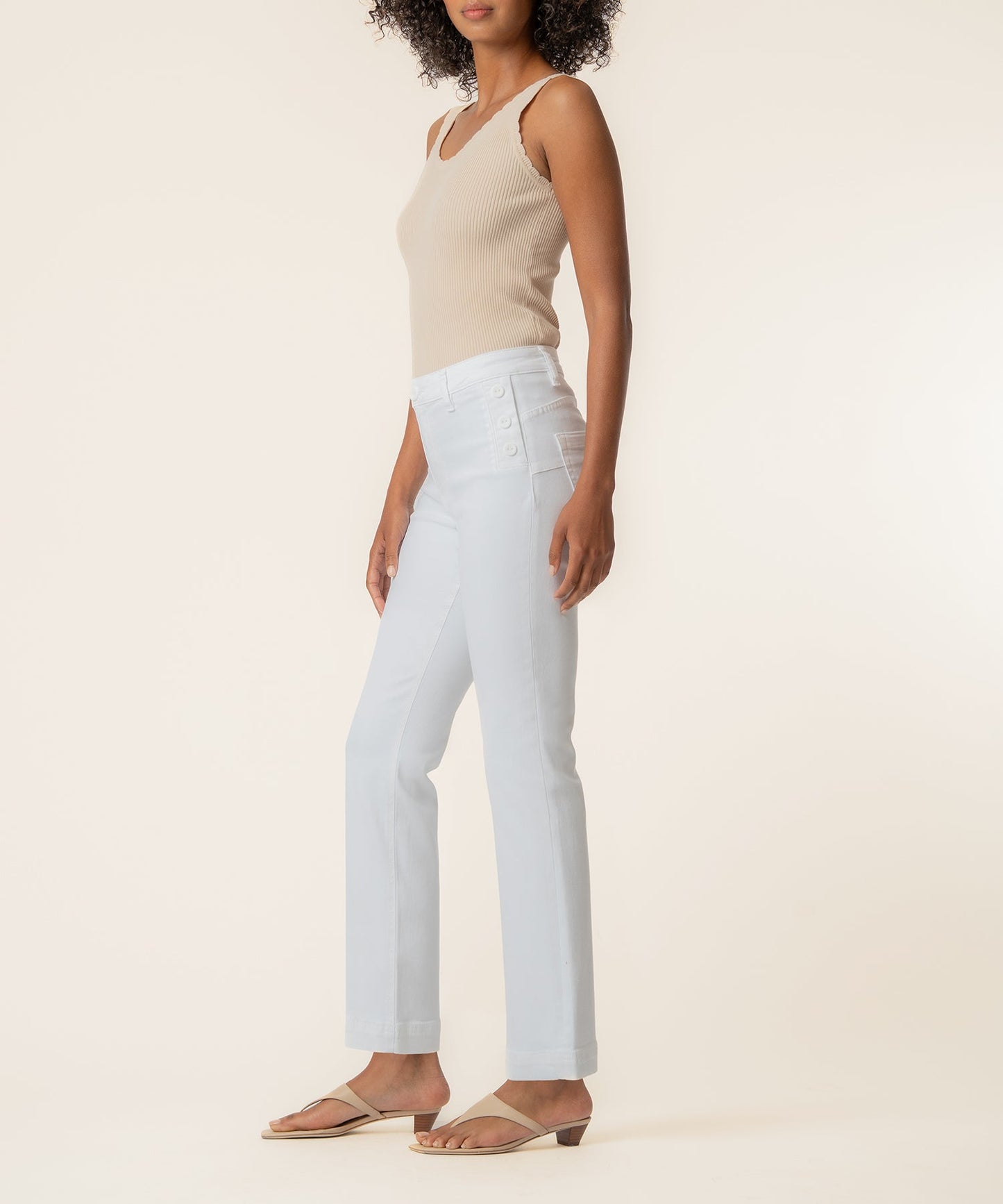 Kelsey Twill High Rise Flare, Petite in White