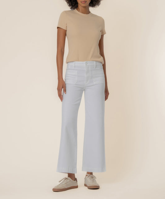 Meg High Rise Wide Leg, Petite in Optic White