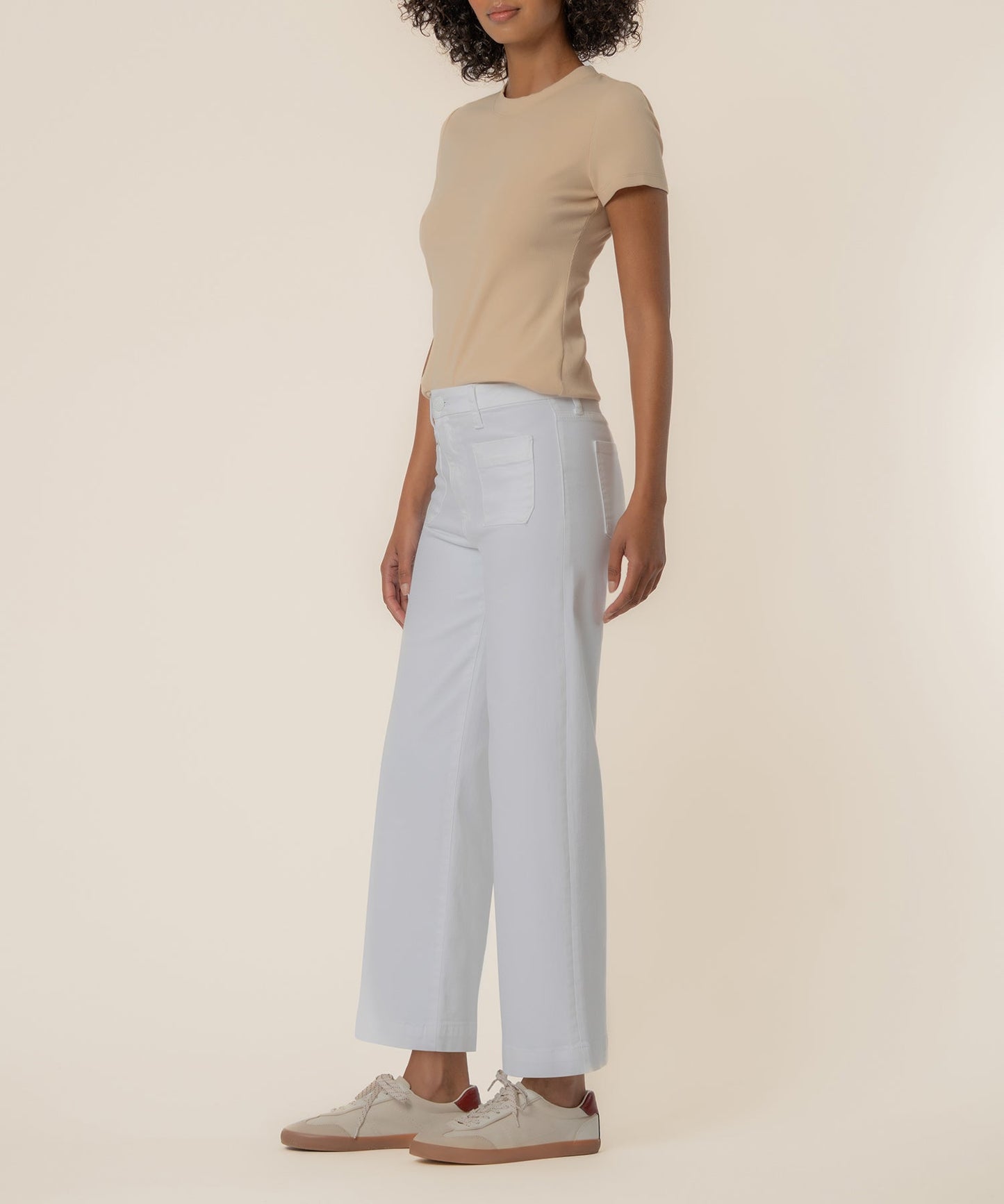 Meg High Rise Wide Leg, Petite in Optic White