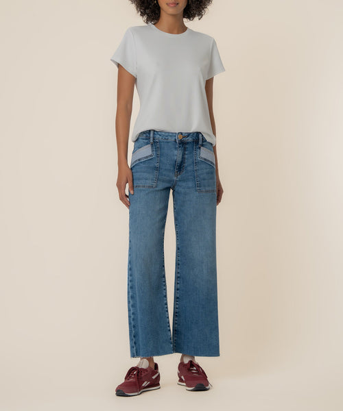 Meg High Rise Wide Leg, Petite in Success Wash