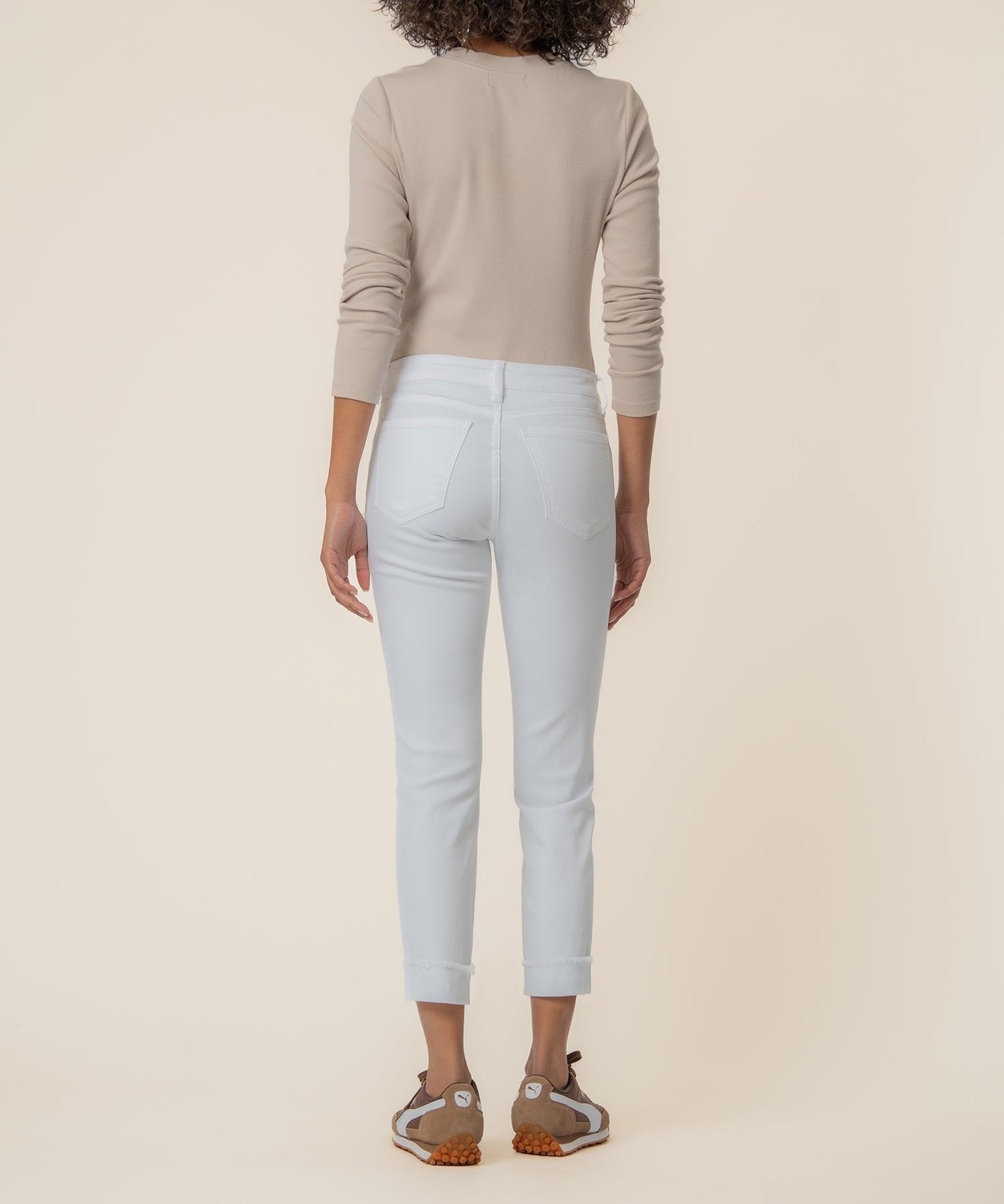 Amy Mid Rise Crop Straight Leg, Petite in Optic White