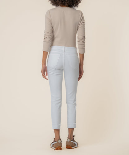 Amy Mid Rise Crop Straight Leg, Petite in Optic White