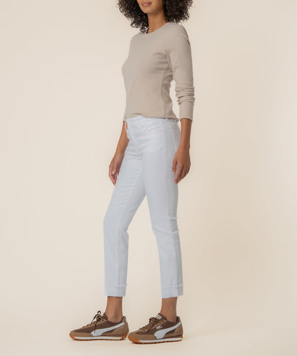 Amy Mid Rise Crop Straight Leg, Petite in Optic White