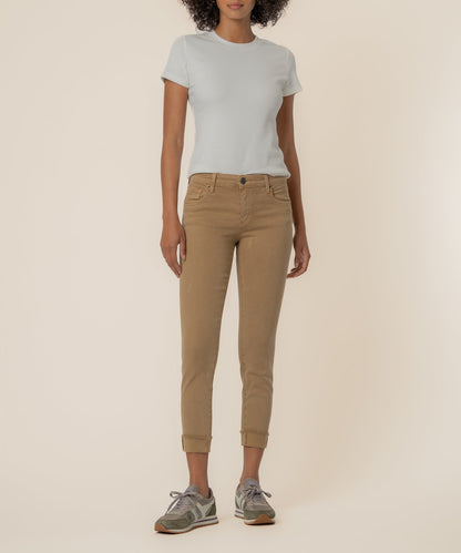 Amy Mid Rise Crop Straight, Petite in Chai