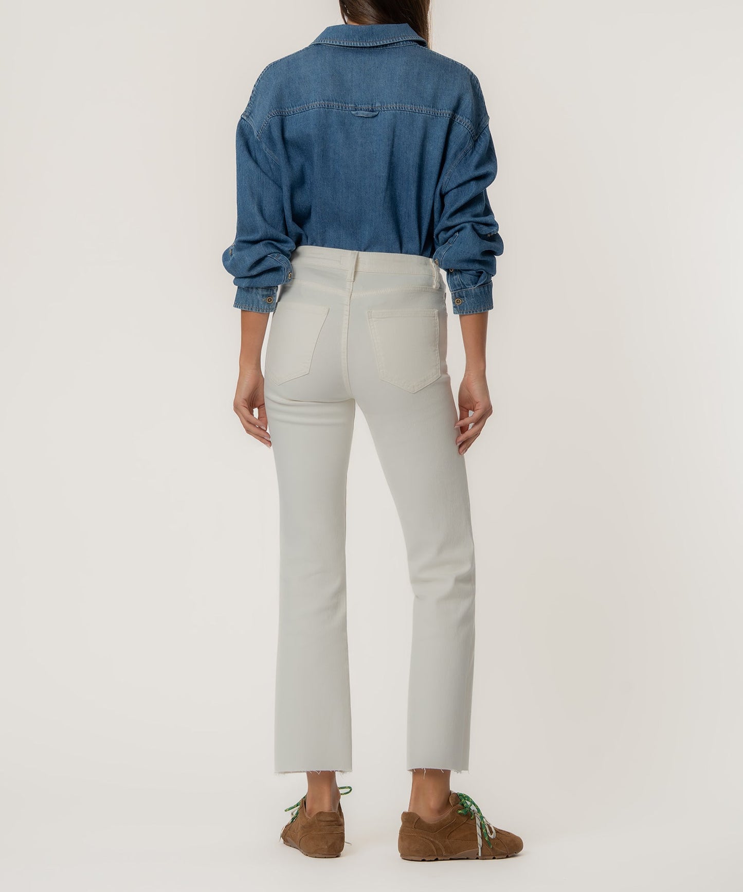 Kelsey High Rise Ankle Flare, Petite in Ecru