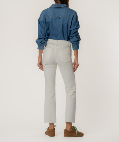 Kelsey High Rise Ankle Flare, Petite in Ecru