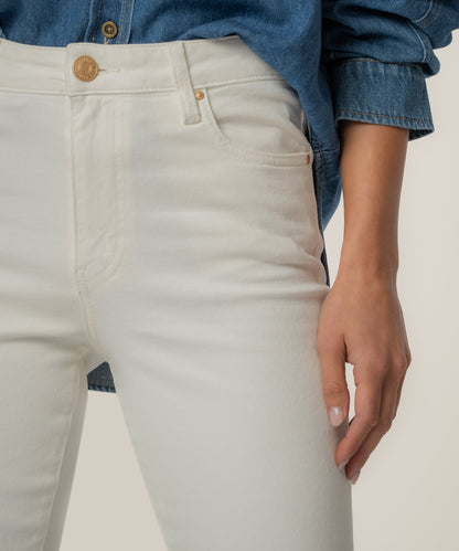 Kelsey High Rise Ankle Flare, Petite in Ecru