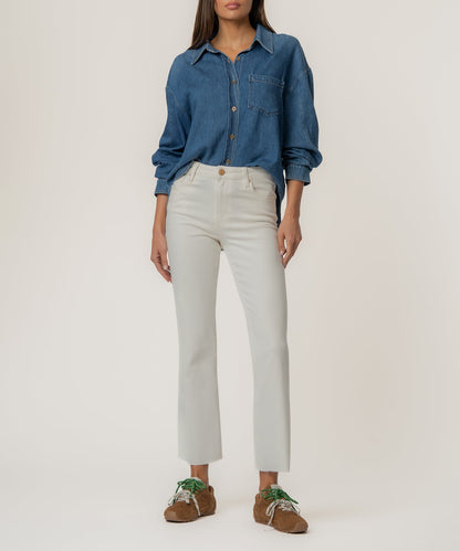 Kelsey High Rise Ankle Flare, Petite in Ecru