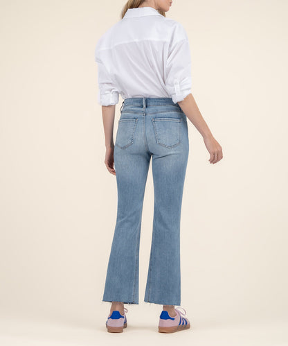 Kelsey High Rise Ankle Flare, Petite in Honest Wash